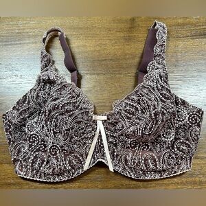 Fayreform Size 38FF Brown/Cream Tan Delicate Lace Underwire Bra